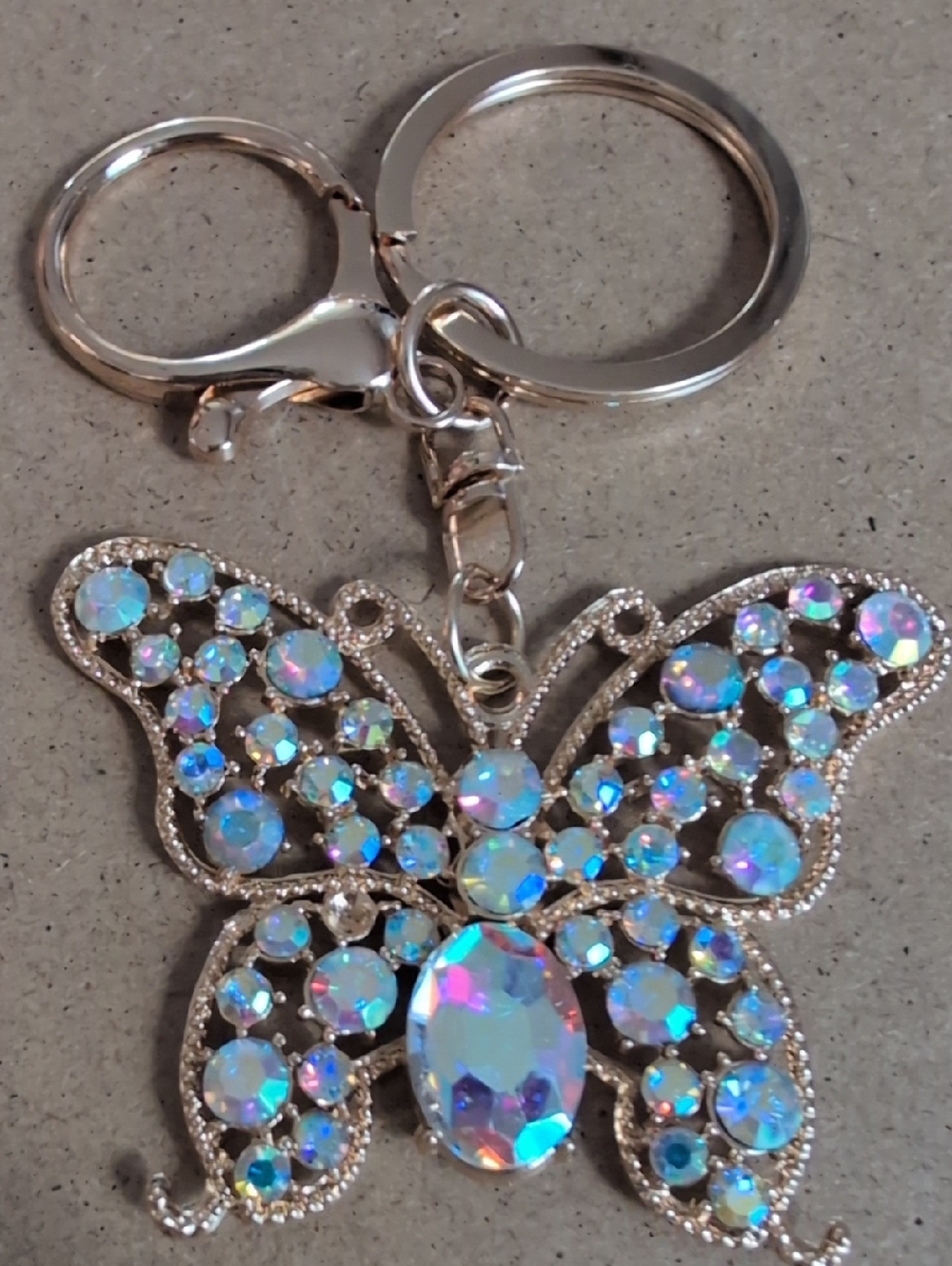 Iridescent Crystal Butterfly Keychain & Bag Charm